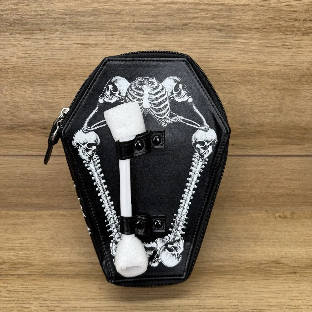Gothic Coffin Purse w/ Skeleton Bone Handle & Chain Strap – Kreepsville 666